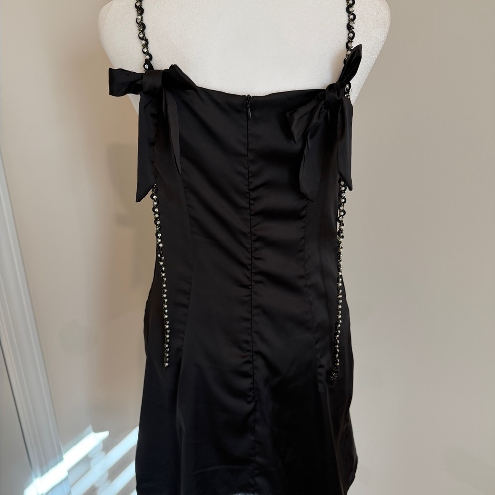 Papermoon Black Satin Back Bow dress